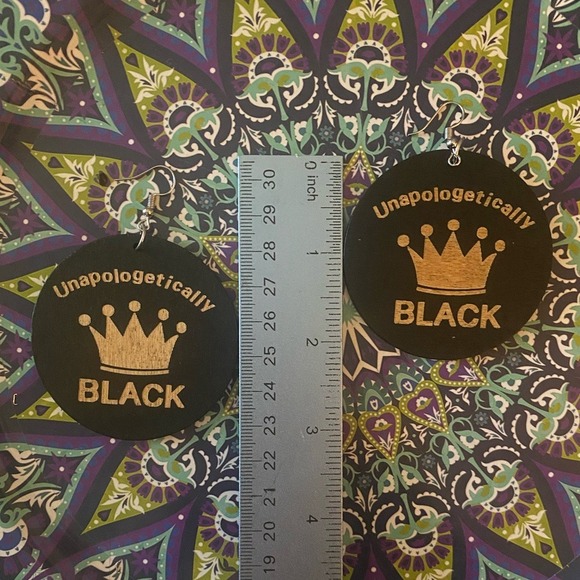 Unapologetically Black Earrings, Gold Crown, Queen, King Statement Earrings -New - Picture 12 of 16